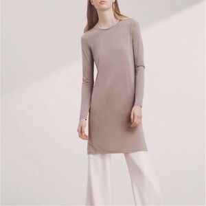 Babaton by Aritzia Fernand Long Sleeve Taupe Bodycon Dress